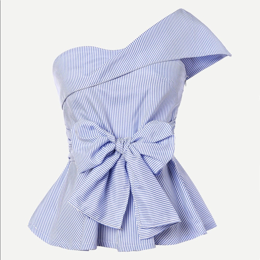 Shein NW off the shoulder pin stripe blouse